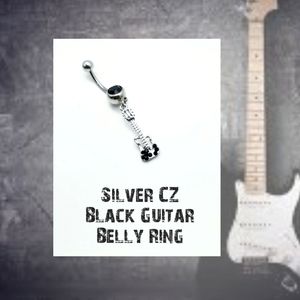 5/$10 | Black CZ Guitar Dangle Belly Ring